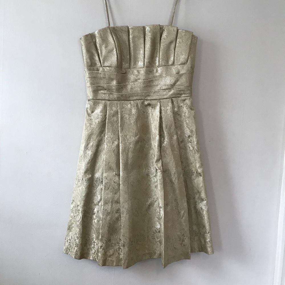 Priscilla of Boston Gold Strapless Cocktail Dress